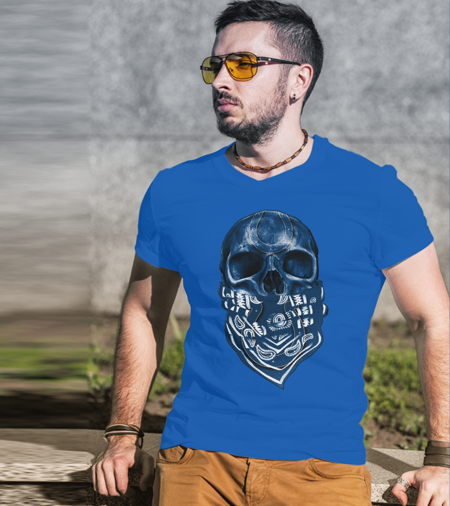 Indianapolis Colts Bandana Skull T-Shirt