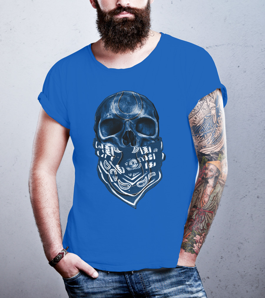 Indianapolis Colts Bandana Skull T-Shirt