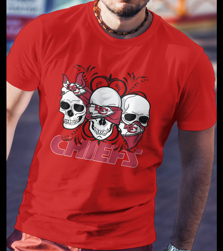 Kansas City Chiefs 3 Skull Bandanas T-Shirt