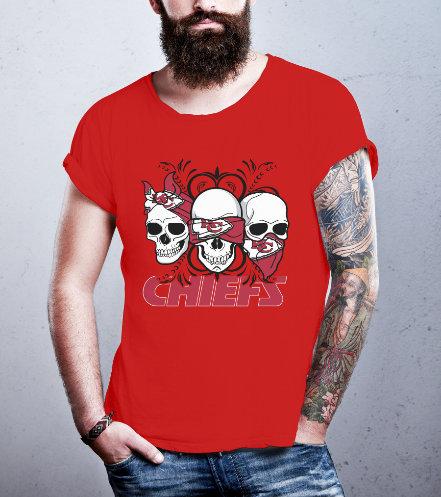 Kansas City Chiefs 3 Skull Bandanas T-Shirt