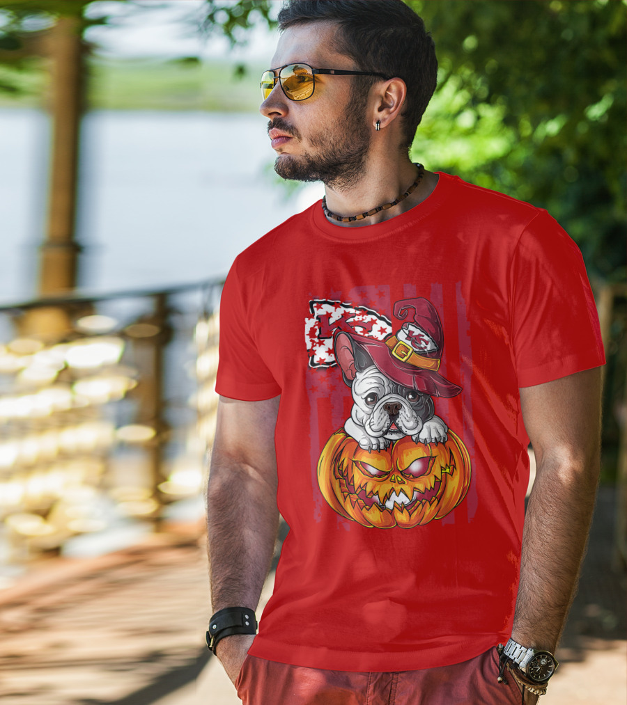 Hlw Bulldog Halloween Kansas City Chiefs Pumpkin T-Shirt