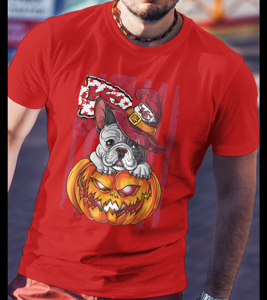 Hlw Bulldog Halloween Kansas City Chiefs Pumpkin T-Shirt
