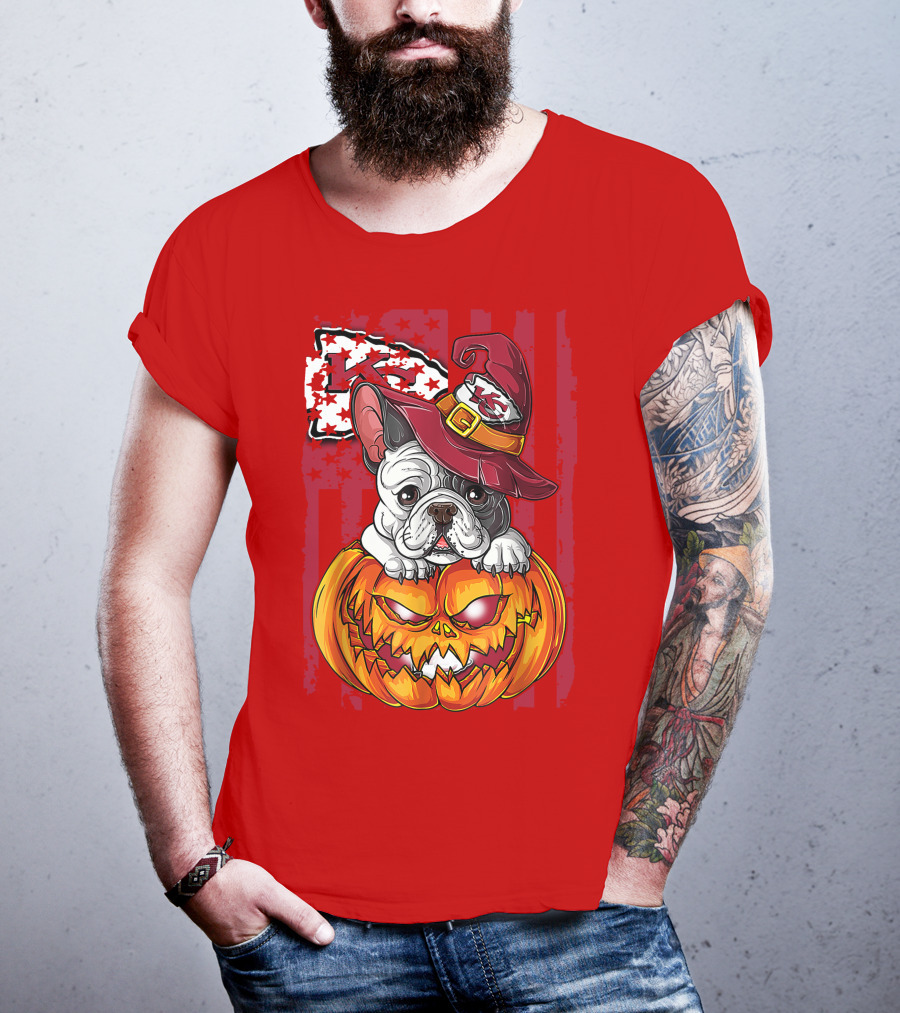 Hlw Bulldog Halloween Kansas City Chiefs Pumpkin T-Shirt