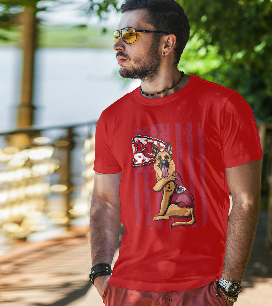 Kansas City Chiefs German Shepherd I Love Mom T-Shirt