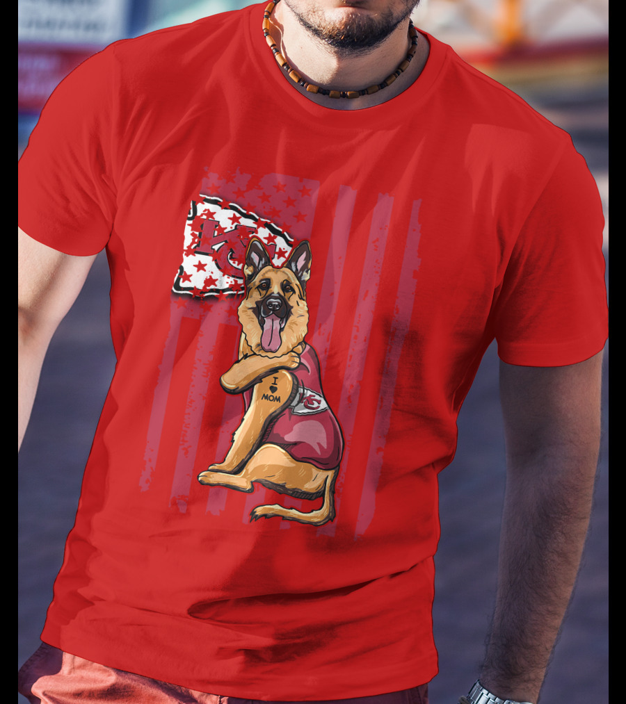 Kansas City Chiefs German Shepherd I Love Mom T-Shirt