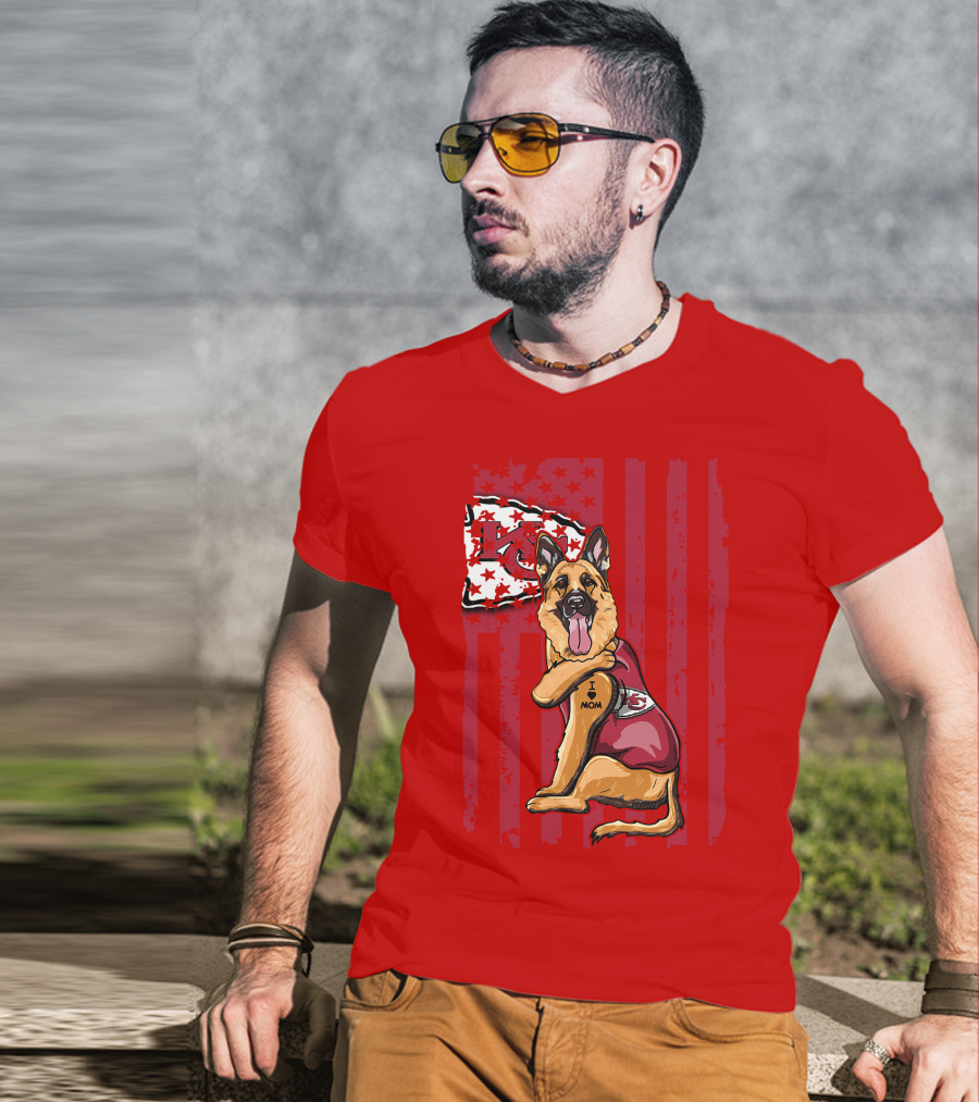 Kansas City Chiefs German Shepherd I Love Mom T-Shirt