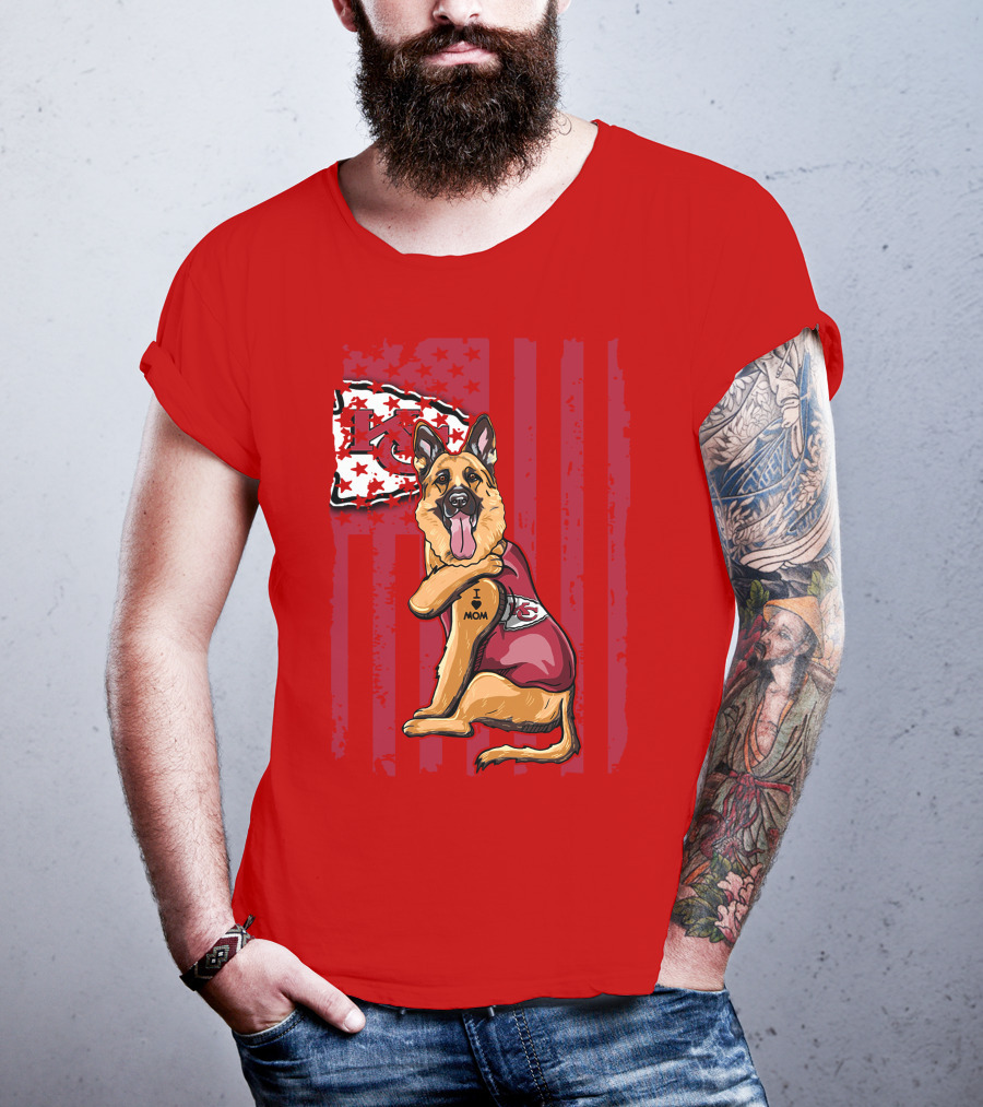 Kansas City Chiefs German Shepherd I Love Mom T-Shirt