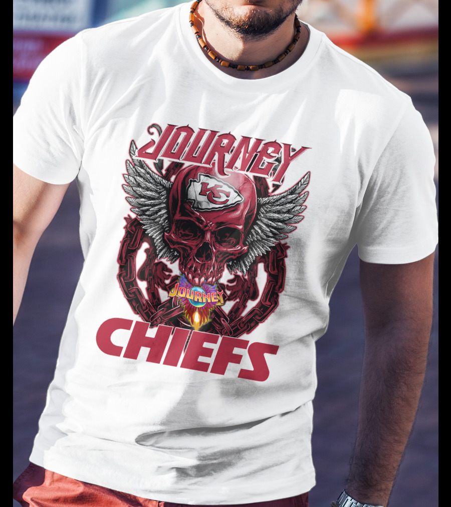 Journey Chiefs Kansas City KC Skull Wings Flame Chains T-Shirt