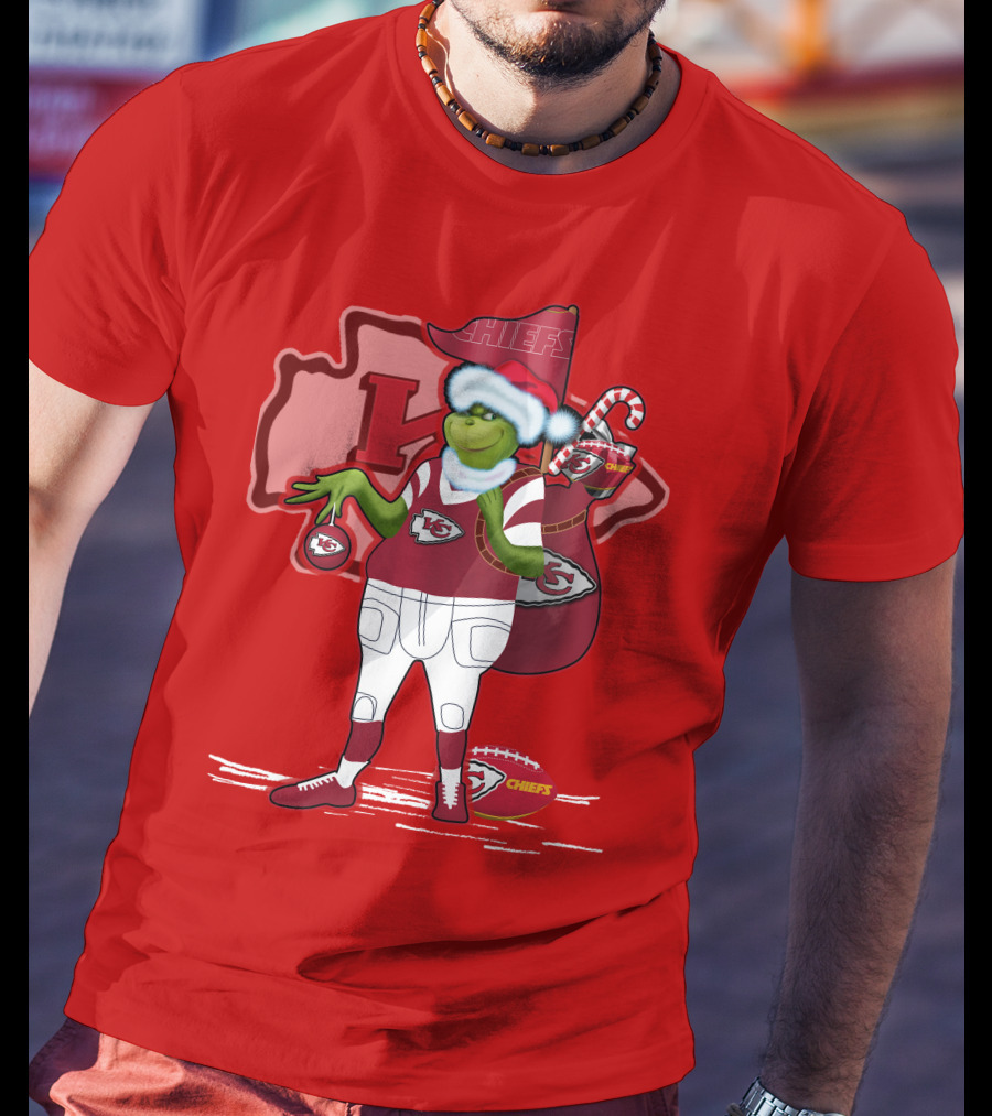 Grinchxmas Kansas City Chiefs Holiday Football Theme T-Shirt