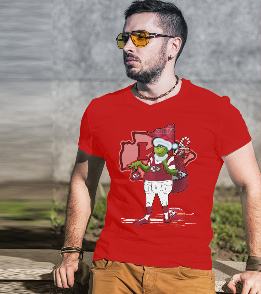 Grinchxmas Kansas City Chiefs Holiday Football Theme T-Shirt
