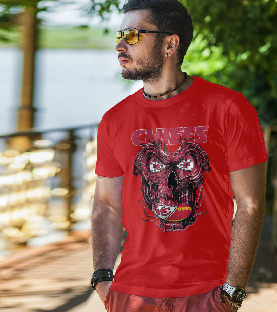 Chiefs Dragonskull Kansas City Football T-Shirt