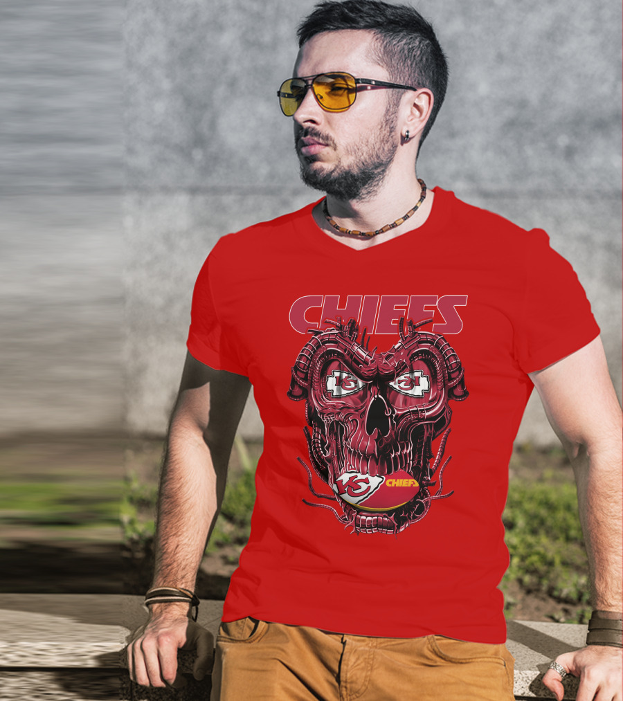Chiefs Dragonskull Kansas City Football T-Shirt