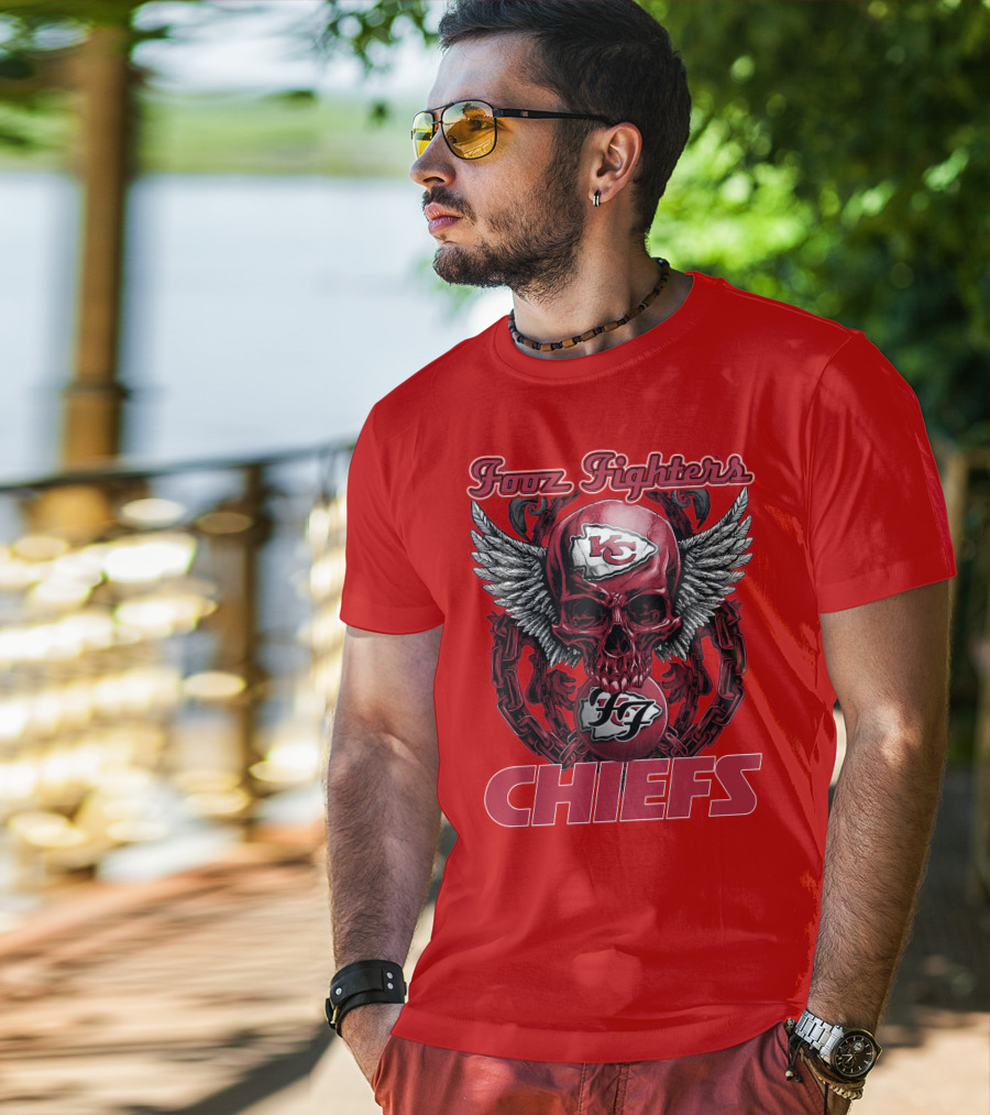 Foo Fighters Kansas City Chiefs Winged Skull T-Shirt