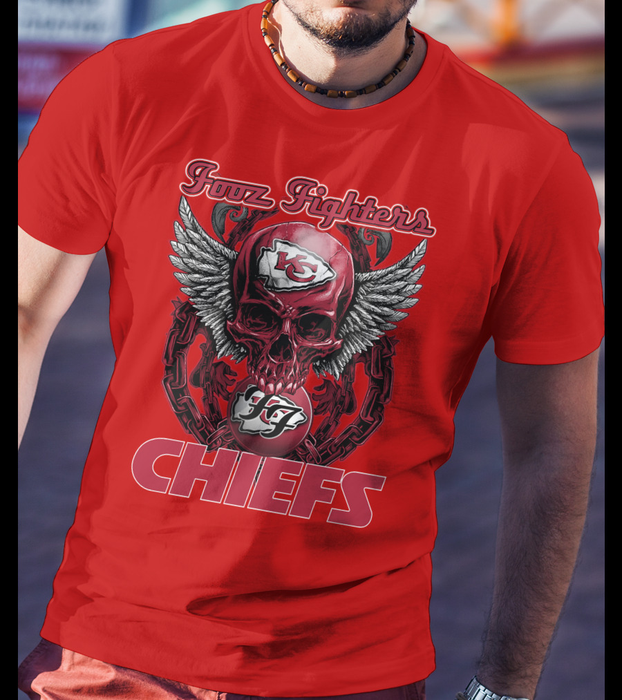 Foo Fighters Kansas City Chiefs Winged Skull T-Shirt