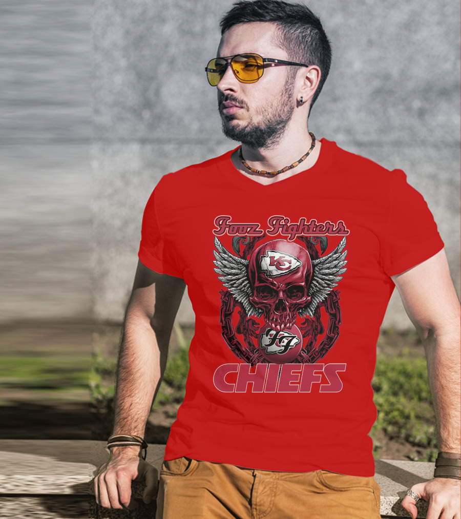 Foo Fighters Kansas City Chiefs Winged Skull T-Shirt