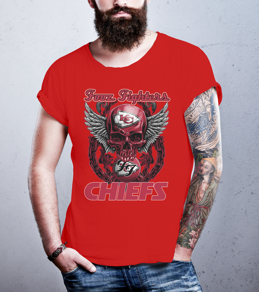 Foo Fighters Kansas City Chiefs Winged Skull T-Shirt