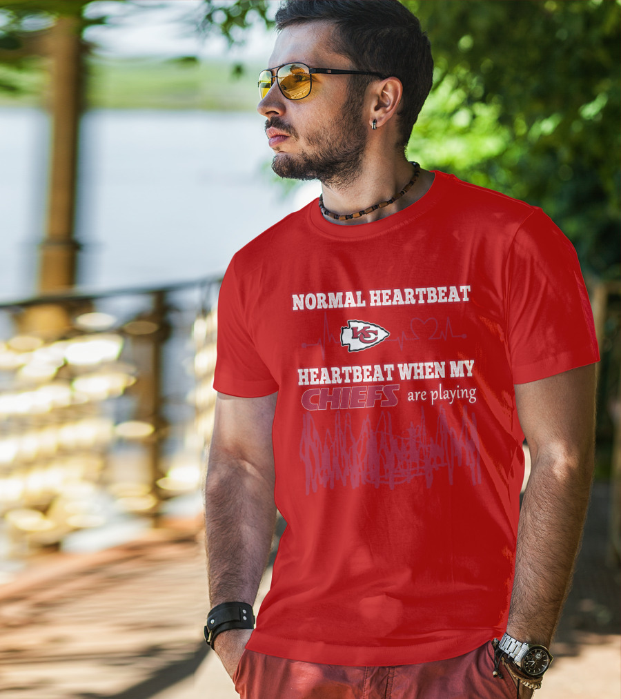 Normal Heartbeat Kansas City Chiefs Heartbeat When My Chiefs Are Playing T-Shirt