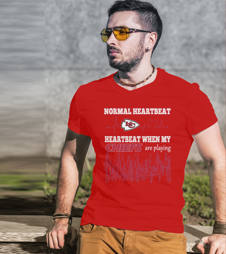 Normal Heartbeat Kansas City Chiefs Heartbeat When My Chiefs Are Playing T-Shirt