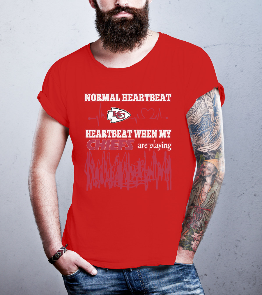 Normal Heartbeat Kansas City Chiefs Heartbeat When My Chiefs Are Playing T-Shirt