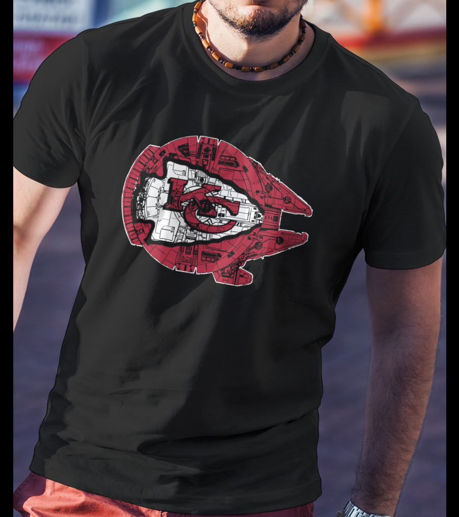 Kansas City Chiefs Star Wars Millennium Falcon 49 Logo Combo T-Shirt