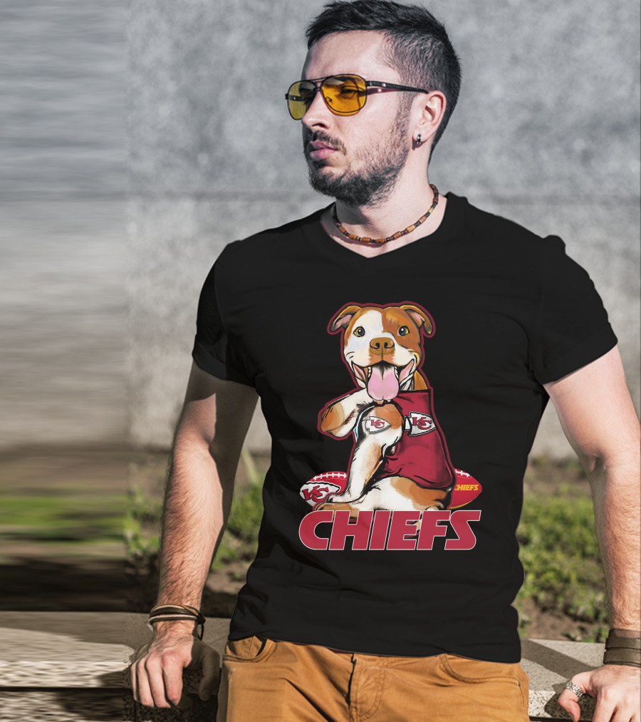 Pittbull KC Chiefs Football Mascot Fan T-Shirt