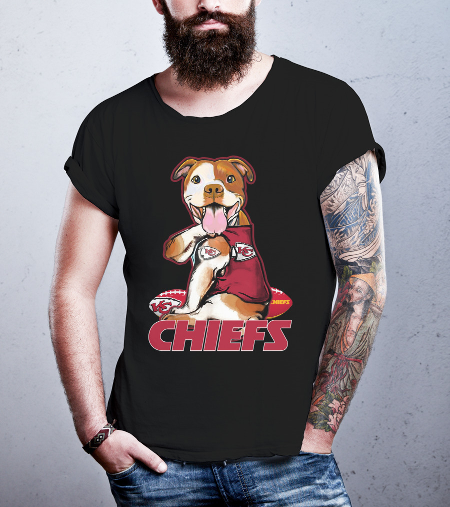 Pittbull KC Chiefs Football Mascot Fan T-Shirt