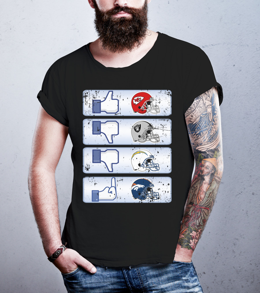 Kansas City Chiefs Like Rival Teams Thumbs Los Angeles Chargers Denver Broncos T-Shirt