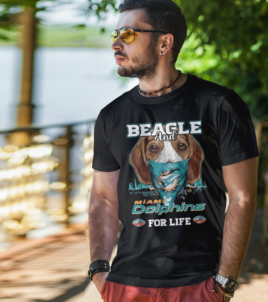 Beagle And Miami Dolphins For Life T-Shirt