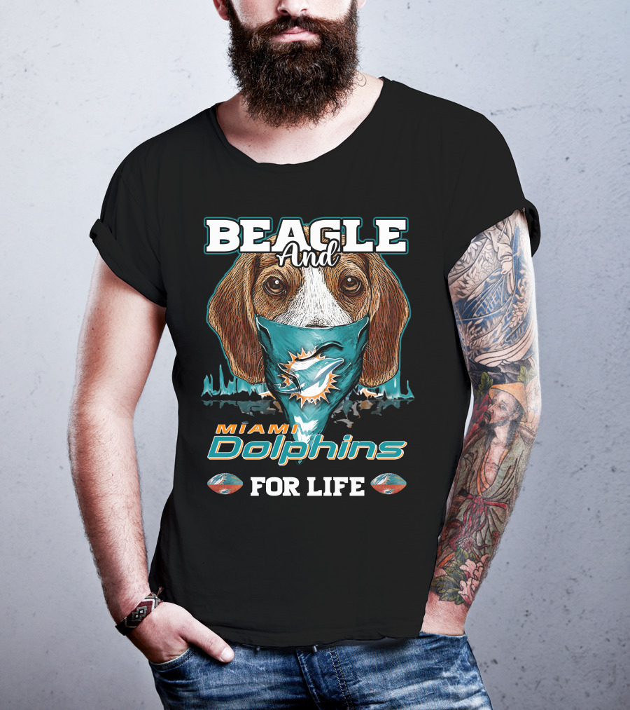 Beagle And Miami Dolphins For Life T-Shirt