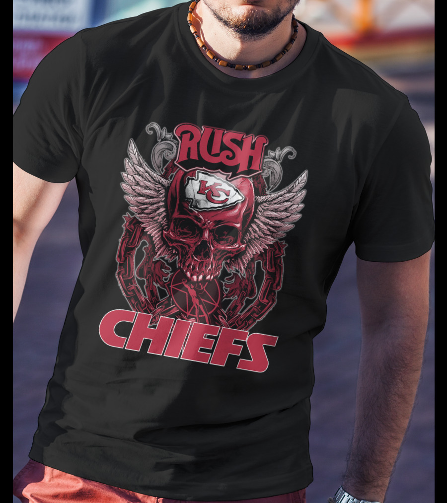 Rush Kansas City Chiefs Skull Winged T-Shirt