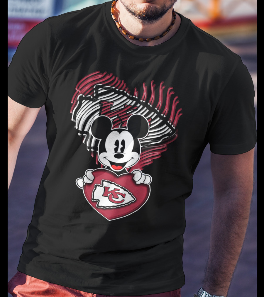Mick Kansas City Chiefs Heart Paw Prints T-Shirt