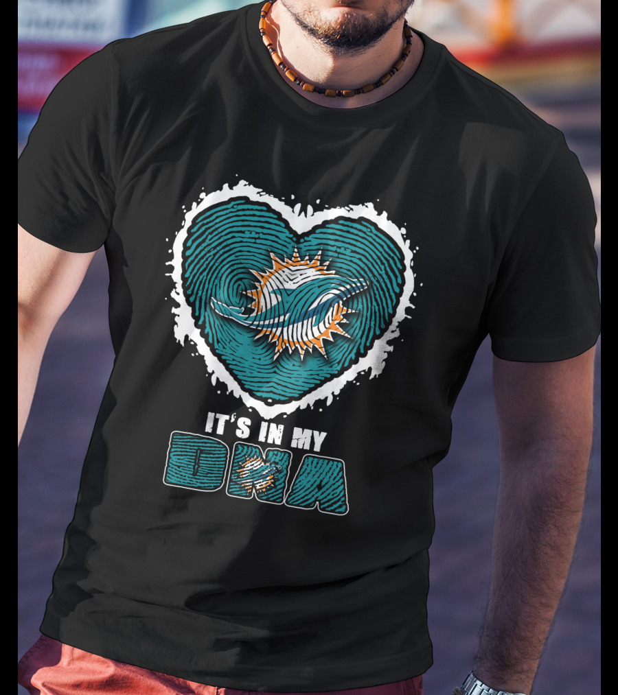 It's In My Dna Miami Dolphins Heart Fingerprint T-Shirt