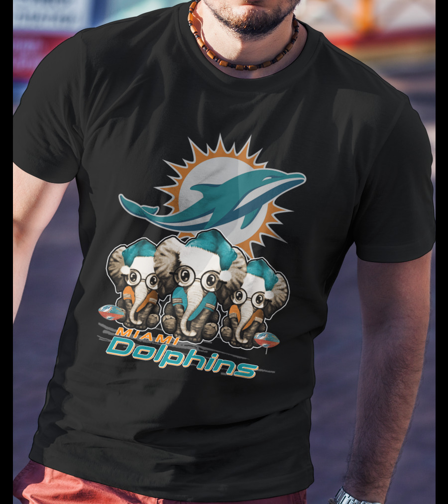 Miami Dolphins Xmas Elephants T-Shirt