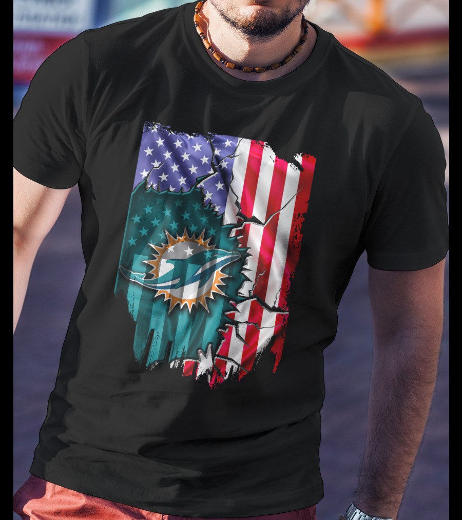 Flag V2 Miami Dolphins American Flag Football Team T-Shirt