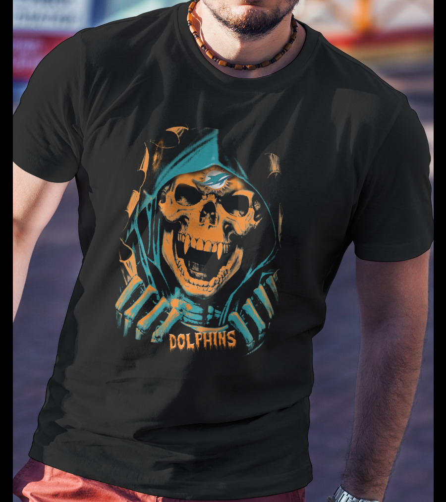Miami Dolphins Skull Reaper Hoodie T-Shirt