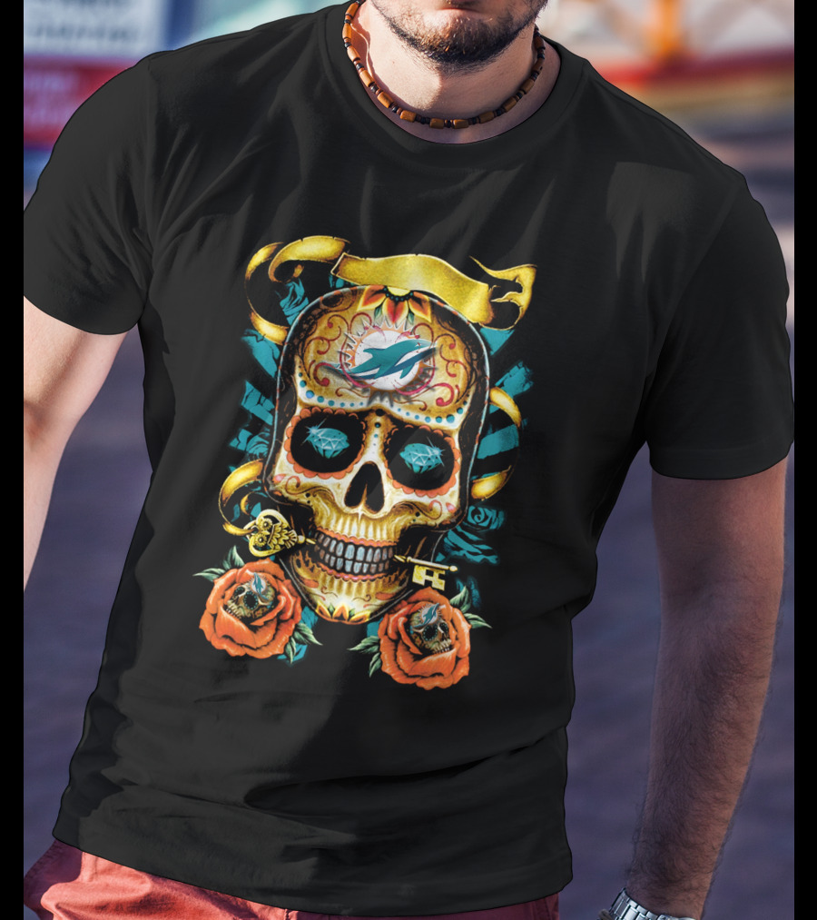 Miami Dolphins Sugar Skull T-Shirt