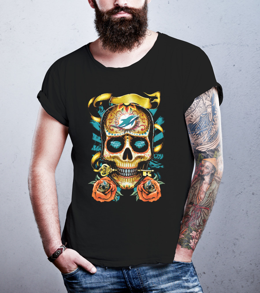 Miami Dolphins Sugar Skull T-Shirt