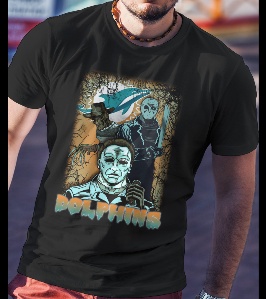 Miami Dolphins Horror Crossover Poster T-Shirt