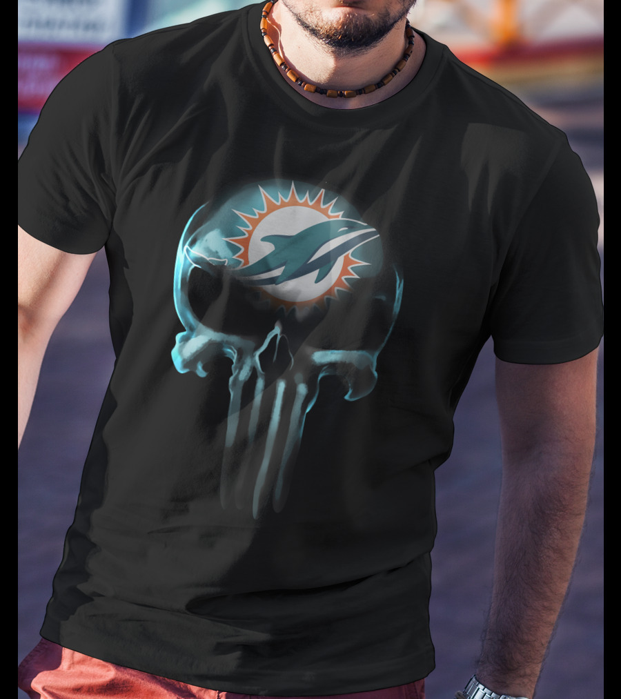 Miami Dolphins 30 Skull T-Shirt