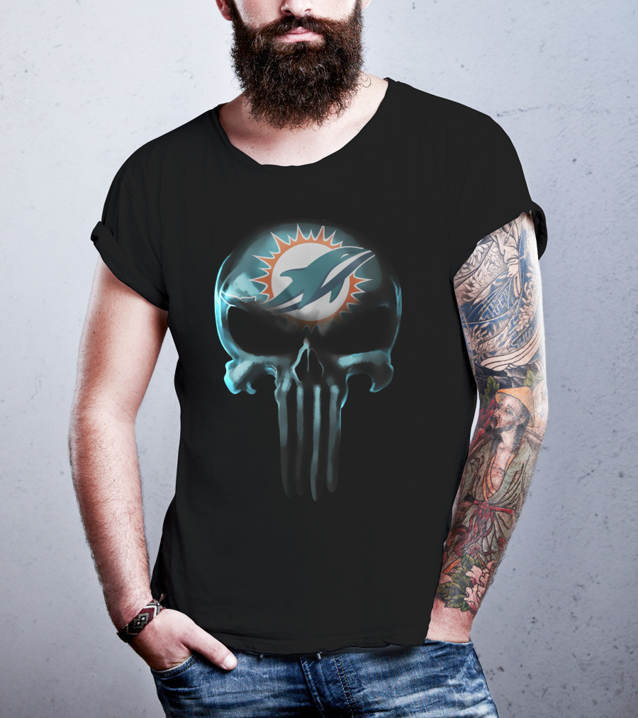 Miami Dolphins 30 Skull T-Shirt