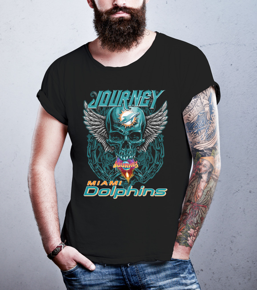 Journey Miami Dolphins Skull With Wings T-Shirt