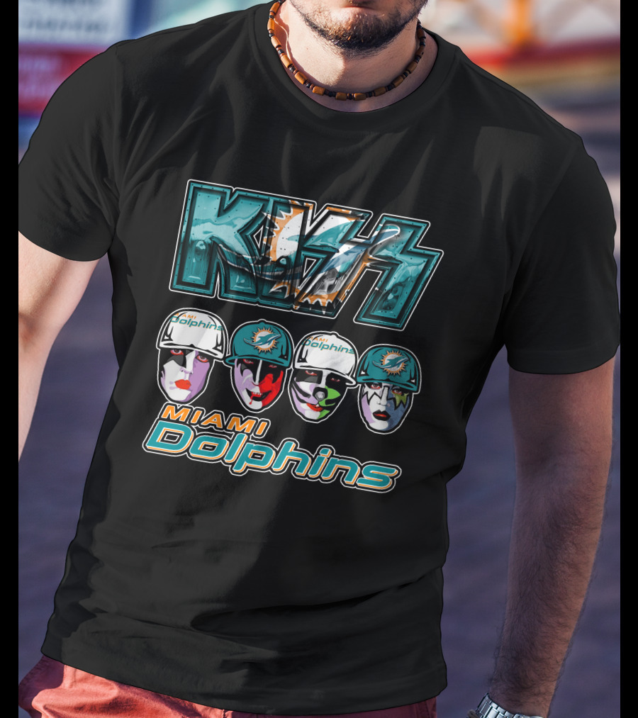 KISS Dolphins Faces Miami Football Fans T-Shirt