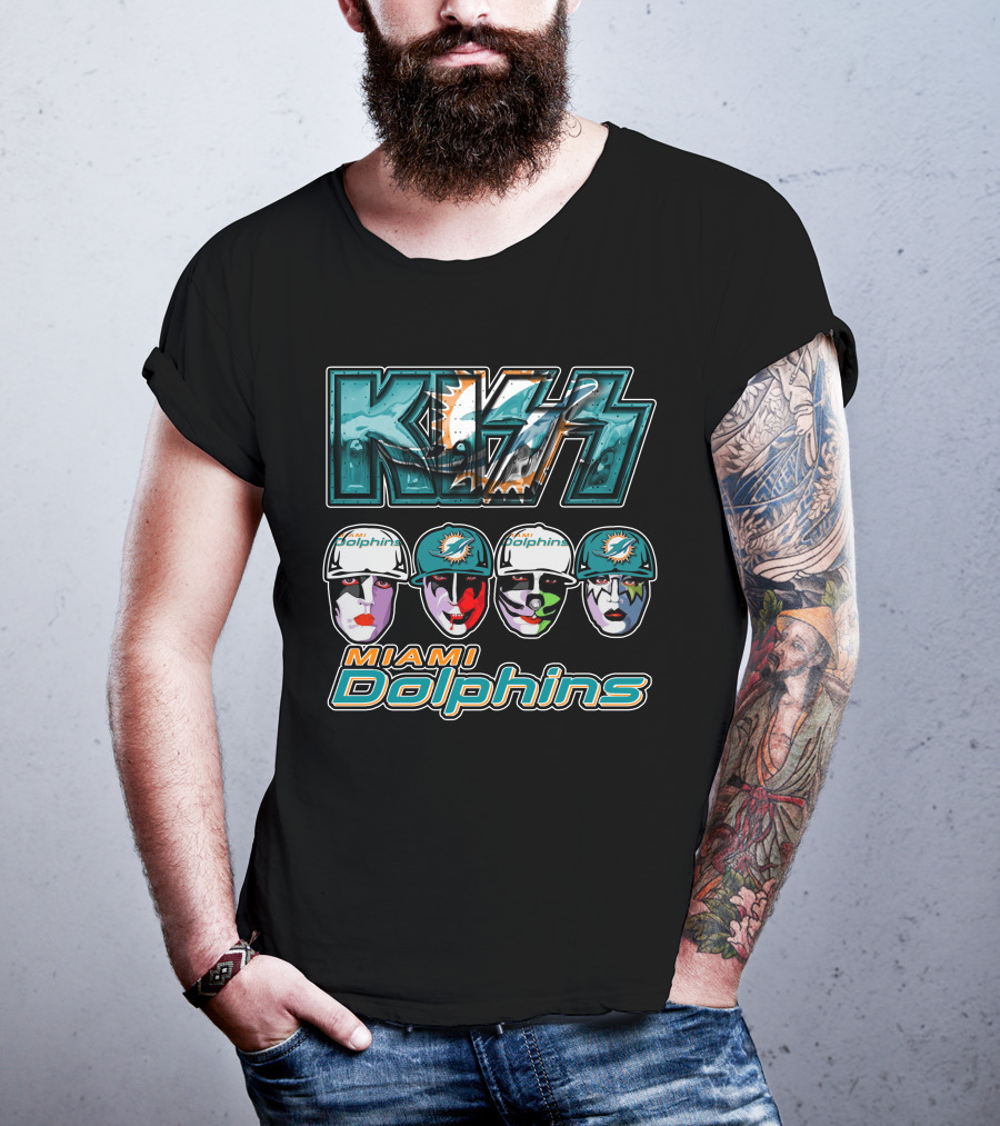 KISS Dolphins Faces Miami Football Fans T-Shirt
