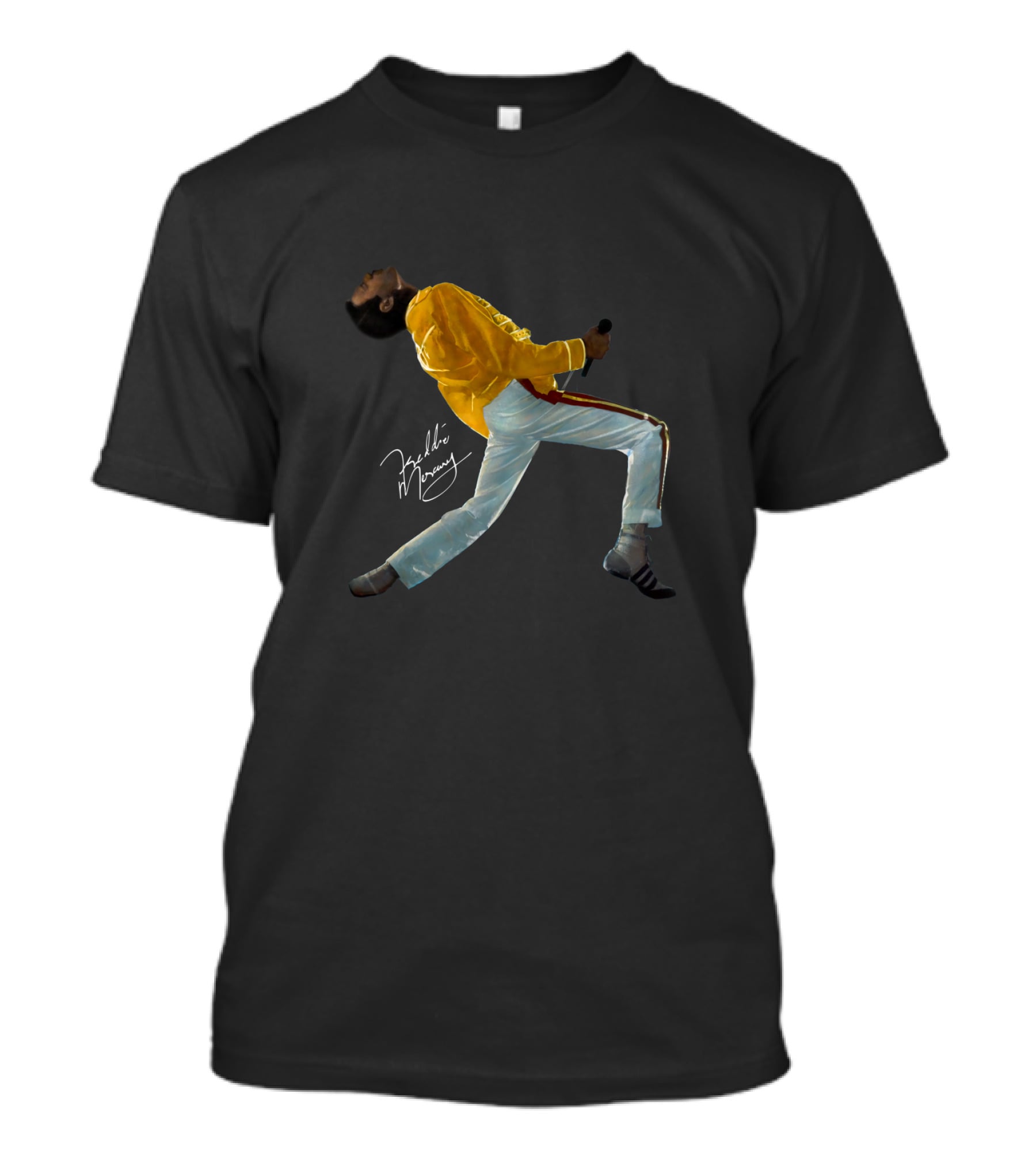 Freddie Mercury Wembley Yellow Jacket Live Pose T-Shirt