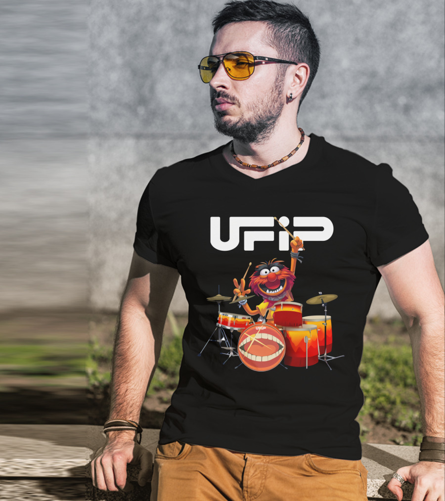 Animal Playing UFIP Drums Featuring The Muppets Character T-Shirt