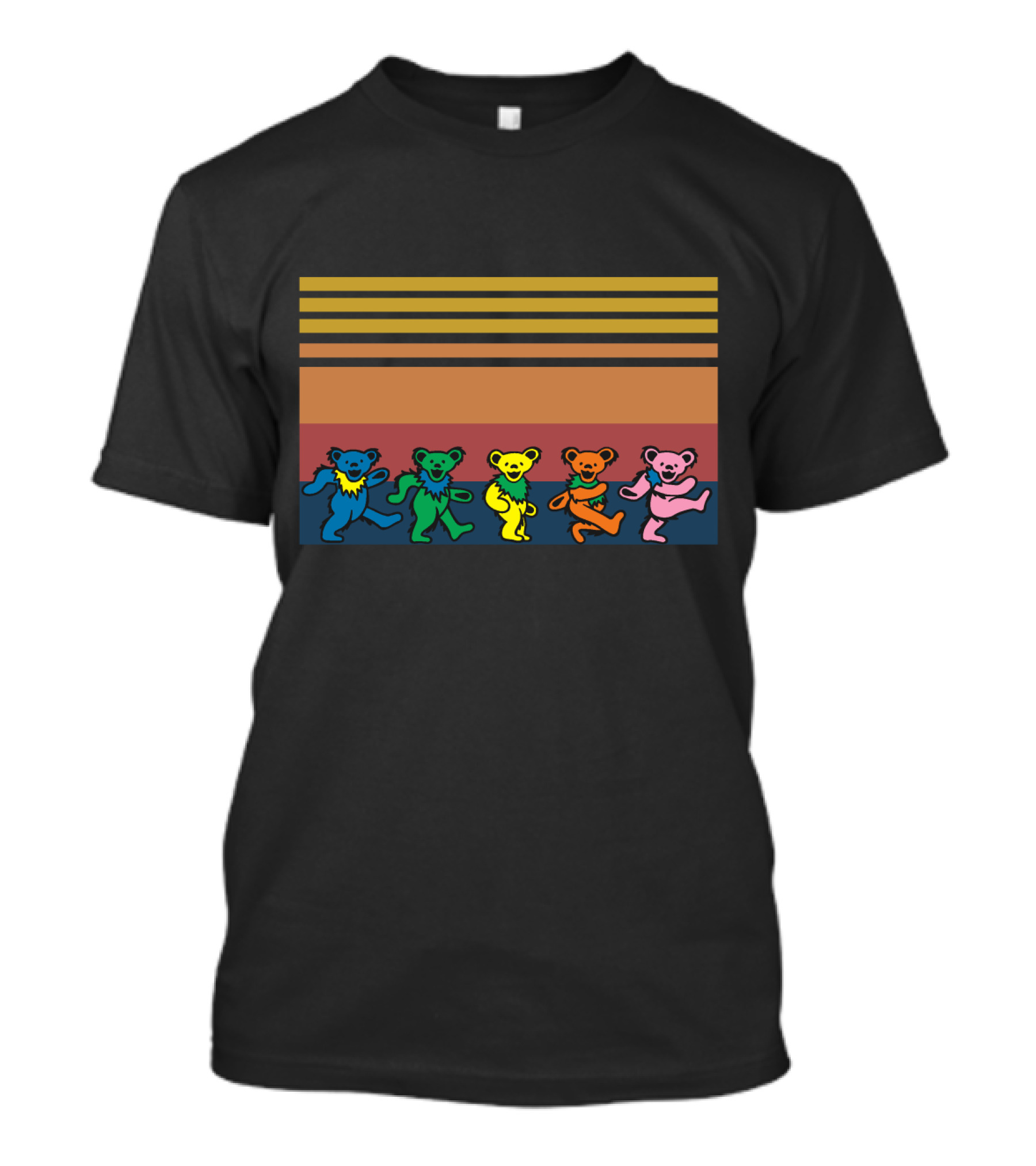 Grateful Dead Dancing Bears Colorful Stripes T-Shirt