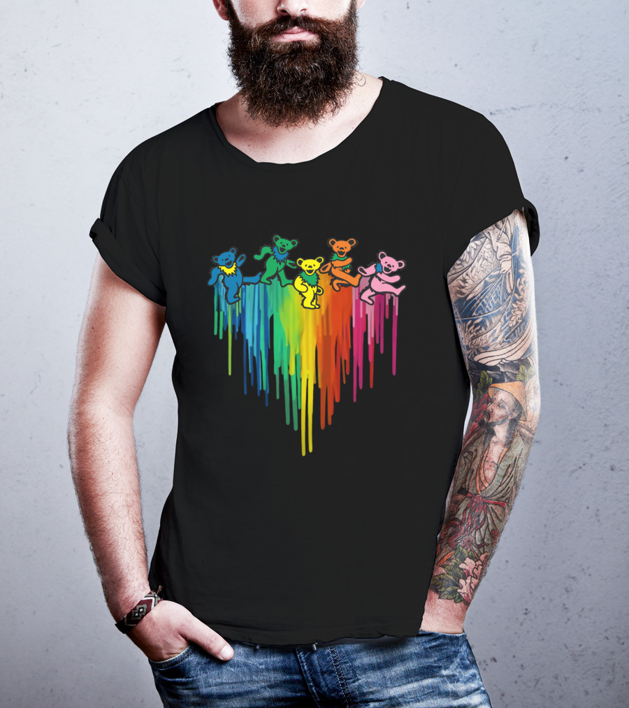 Grateful Dead Dancing Bear Rainbow Drip T-Shirt