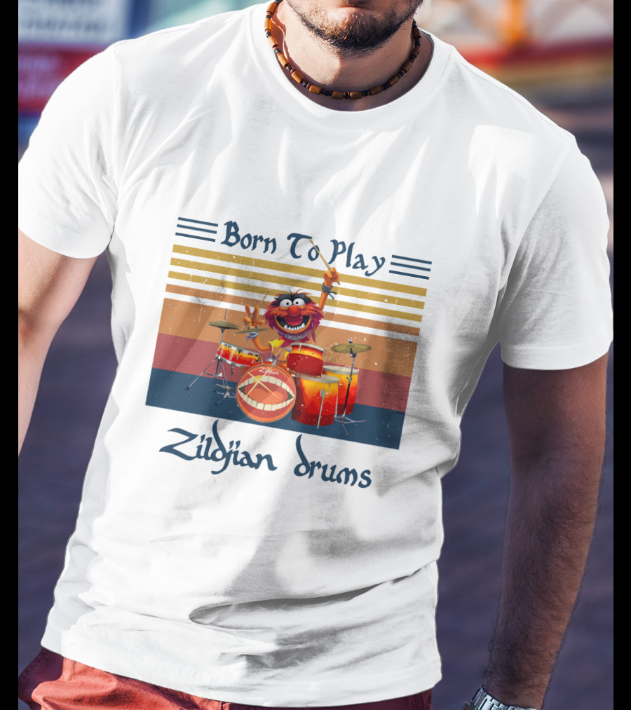 Born To Play Zildjian Drums Muppets Animal Vintage T-Shirt