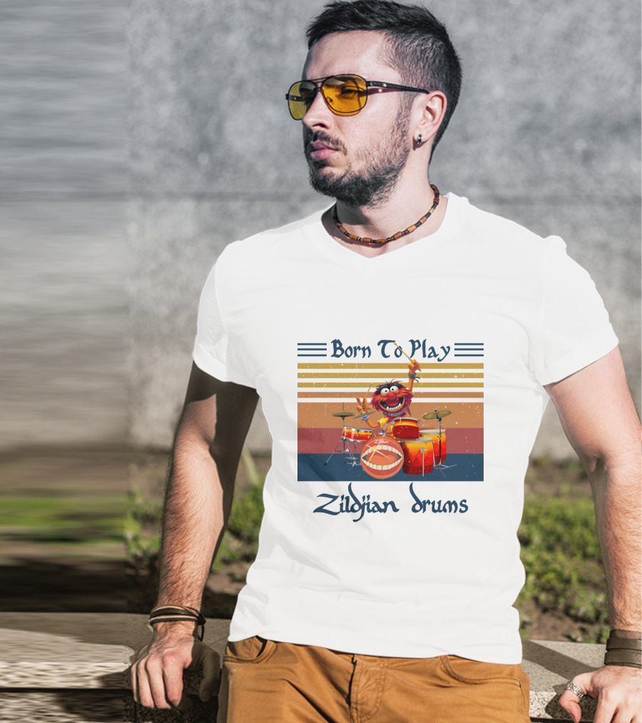 Born To Play Zildjian Drums Muppets Animal Vintage T-Shirt