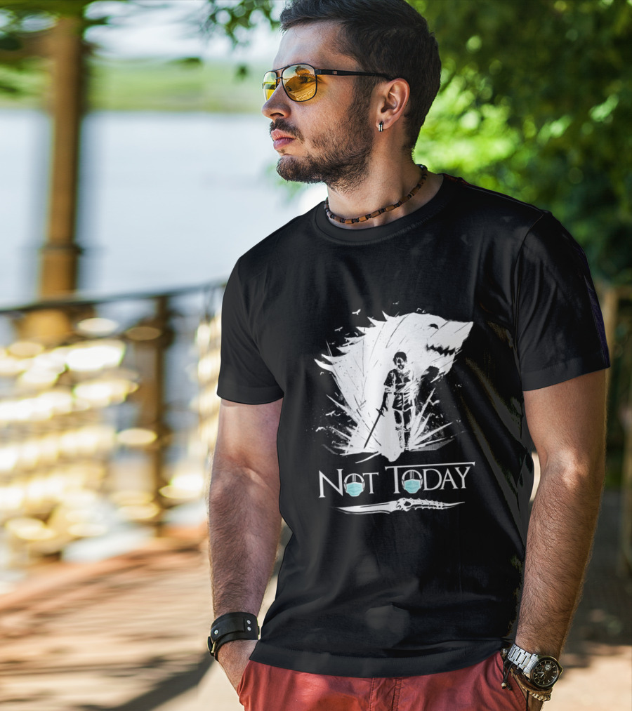 Not Today Game Of Thrones Arya Mask Wolf Sword T-Shirt